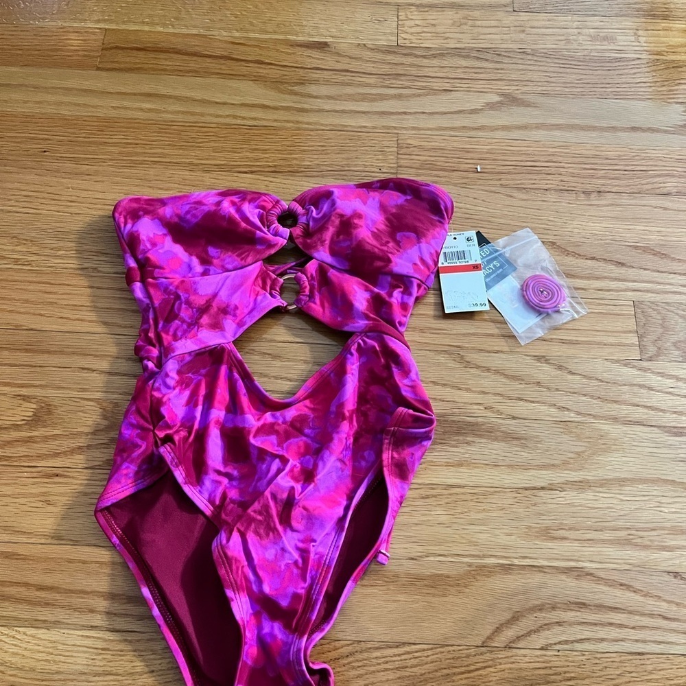 HULA HONEY Berry Jam Tie Dye Hana Cut Out One Piece Swimsuit - Picture 3 of 4